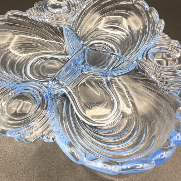 Cambridge Glass Caprice Moonlight Blue Divided Relish Dish Vintage - Picture 5 of 13